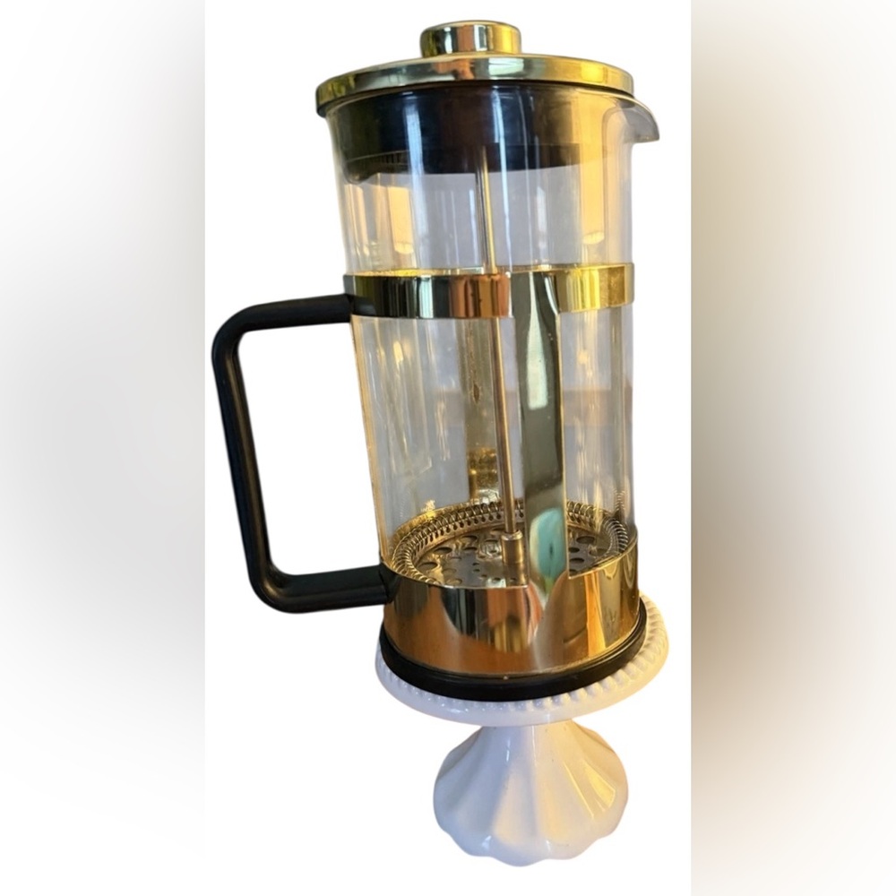 Lucky Gold French Press Coffee Maker Glass Carafe Like New